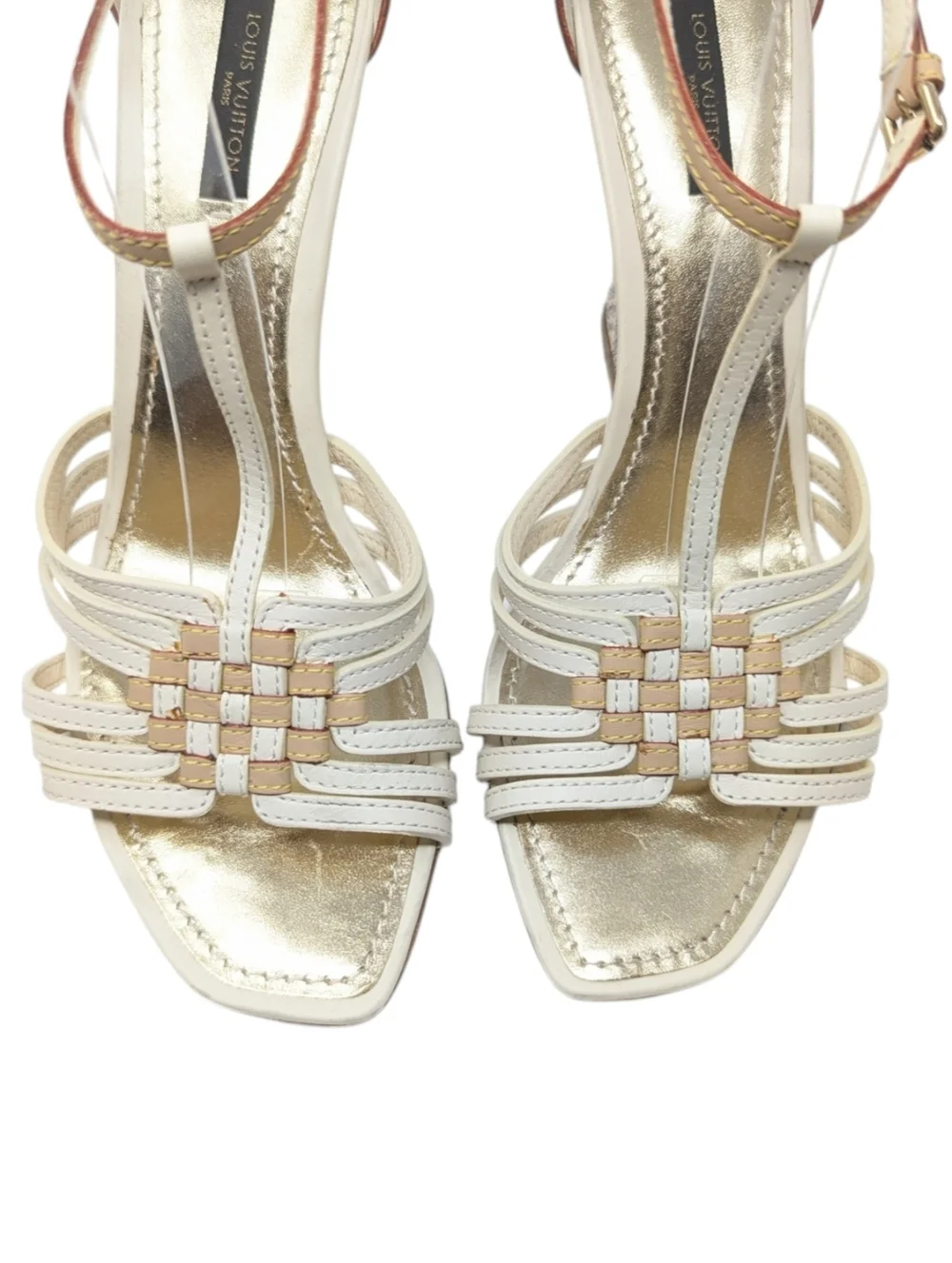 Louis Vuitton Damier Azur Pattern Leather Wedge Y2K Sandals Size EU 38.5